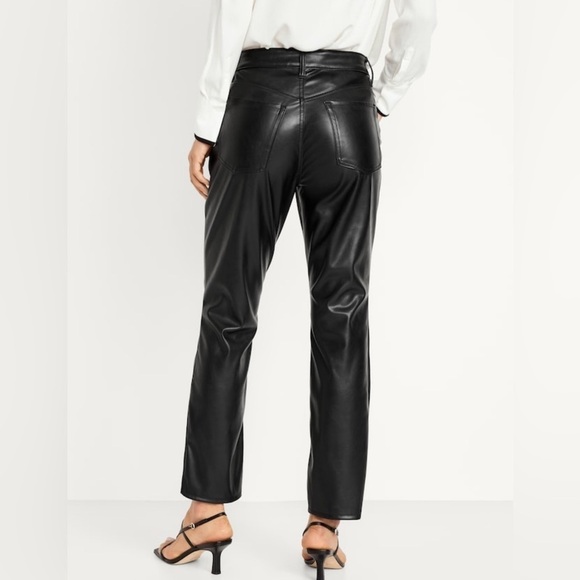NWT! Black High-Waisted Faux-Leather Boot-Cut Ankle Pants for Women - Multiple💛 - Picture 2 of 10